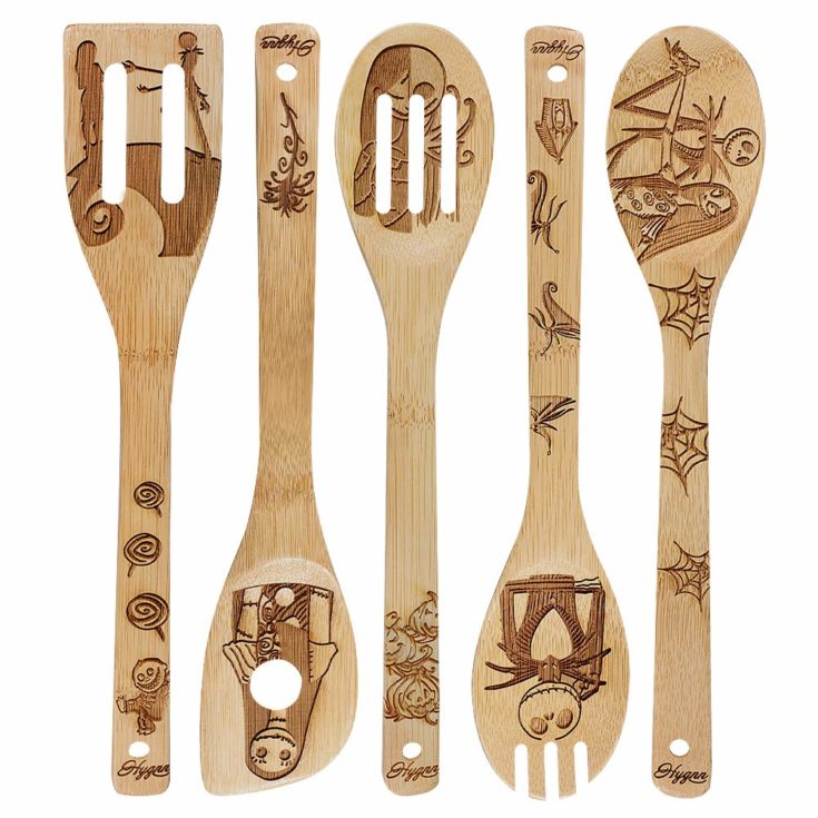 Nightmare Spoons - Organic Wooden Bamboo Cooking & Serving Utensils - Kitchen Utensils Set Cooking Tool Set - Cooking Spatula And Spoons 5 Piece Set