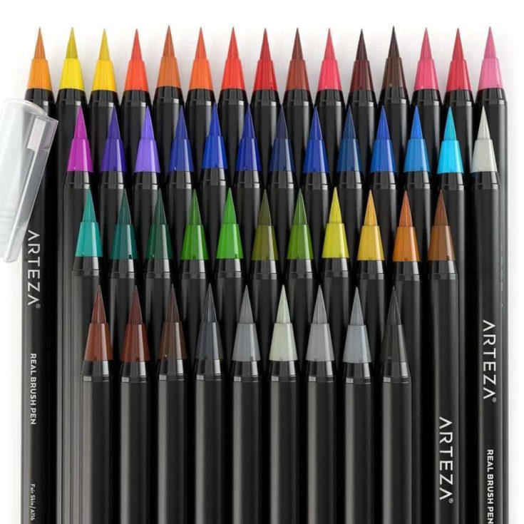 a set of arteza real brush pens isolated in white background