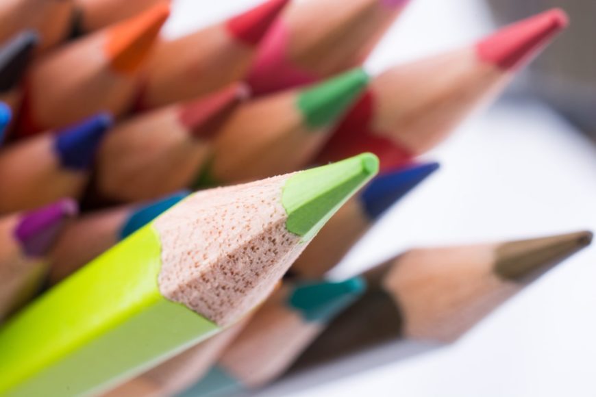 Close up shot of colored pencils