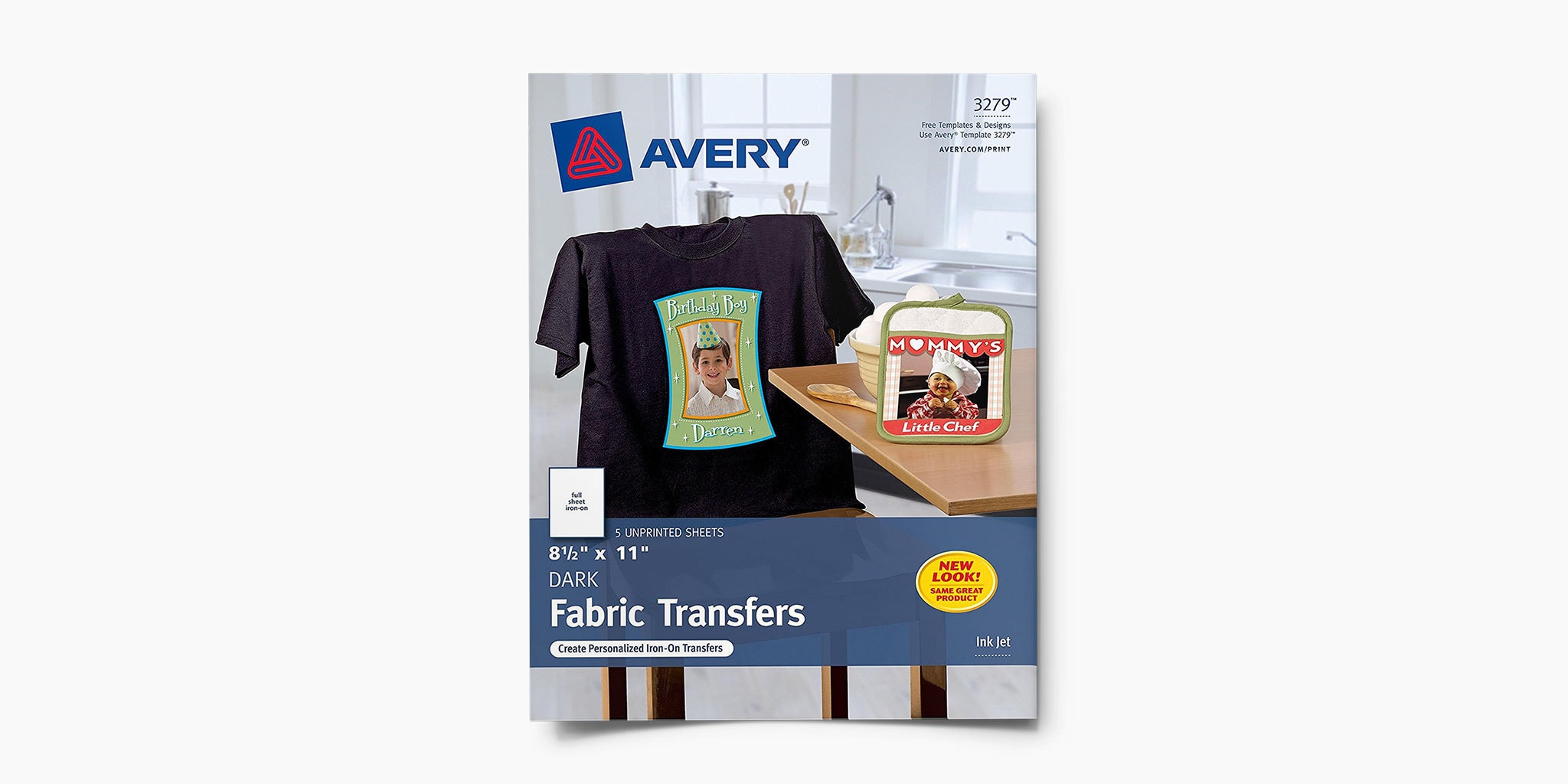 Avery 3279 CUSTOM TRANSFERS DARK Fabric T-shirts InkJet Printable Iron-On 8.5x11 