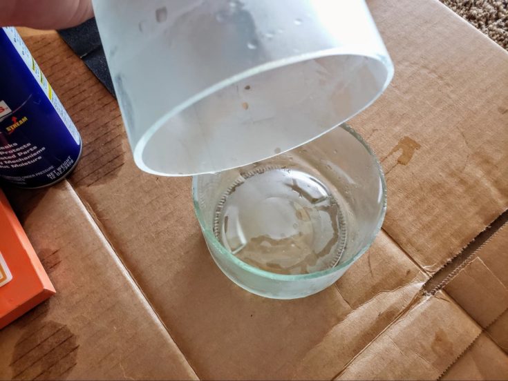 Bottle glass bottom separared from it's upper part.