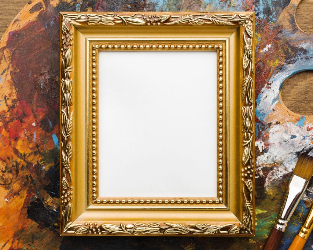 copy space canvas golden frame paint