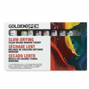 golden open paint set canvas