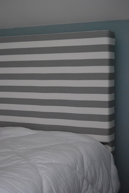 Thick rectangle headboard with white and gray stripes