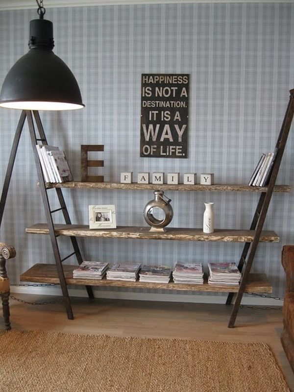 ladder bookshelf DIY