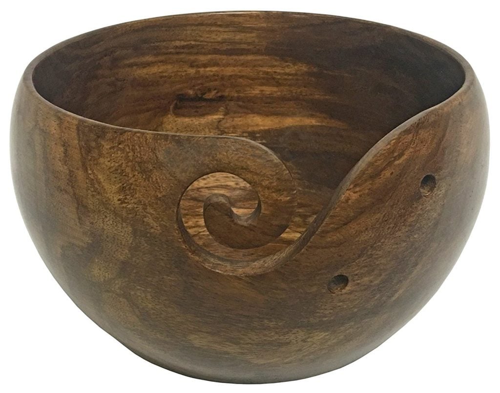 wood yarn bowl