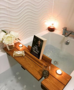 wooden bath caddy